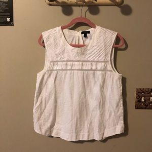J.crew white striped Tank top with lace cut out
